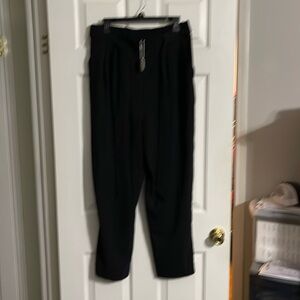 NWT Boutique Purchased flat front elastic back with ties pants black